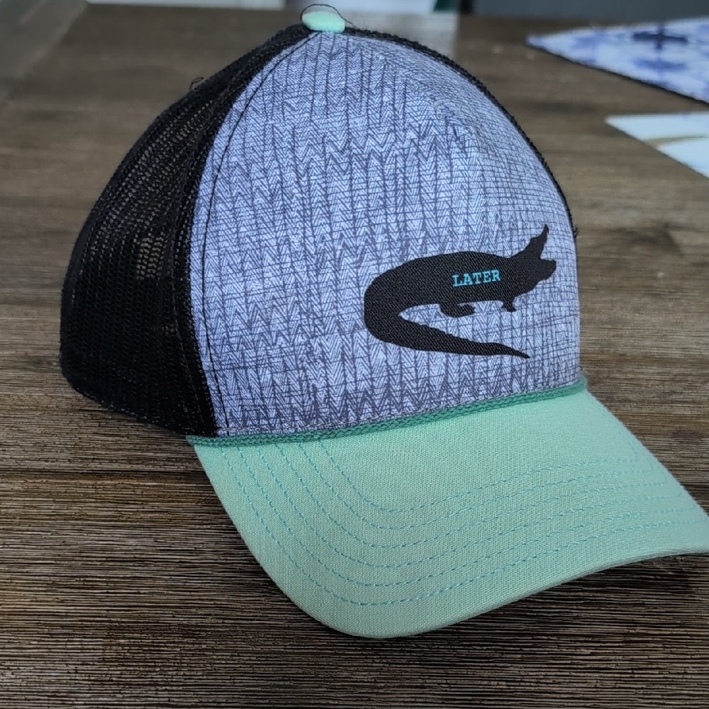 NWOT Prana Gray and Mint "Later Alligator" Trucker Hat